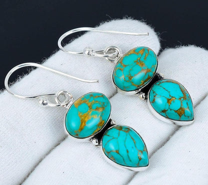 Turquoise Gemstone Sterling Silver Earrings