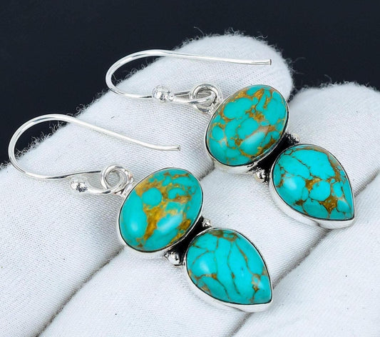 Turquoise Gemstone Sterling Silver Earrings