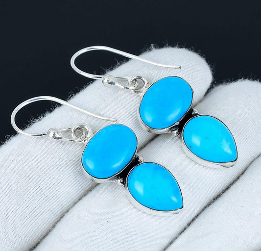 Sleeping Beauty Turquoise Gemstone Silver Earrings