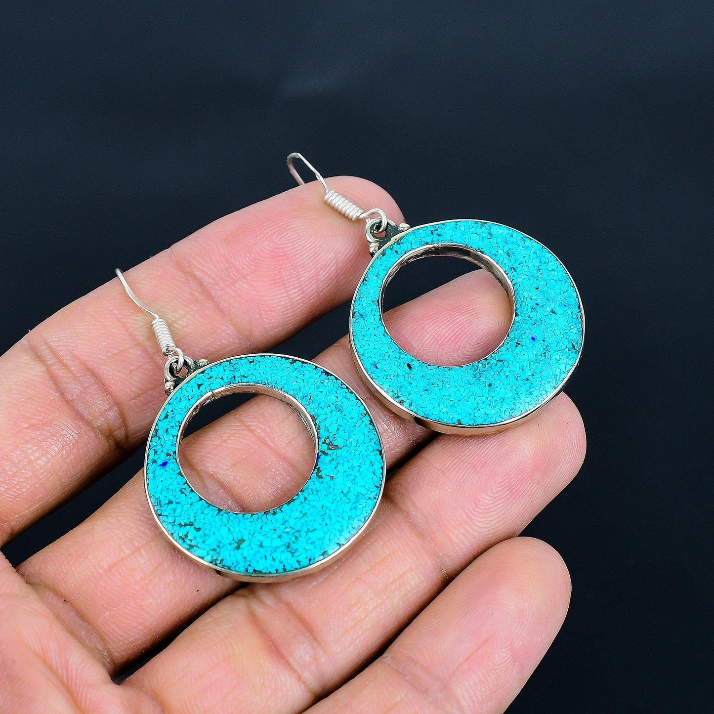 Turquoise Gemstone 925 Silver Earrings