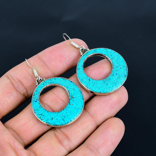 Turquoise Gemstone 925 Silver Earrings