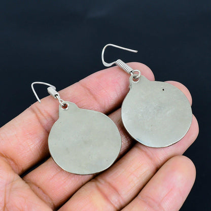 Red Coral & Blue Lapis Gemstone Silver Earrings