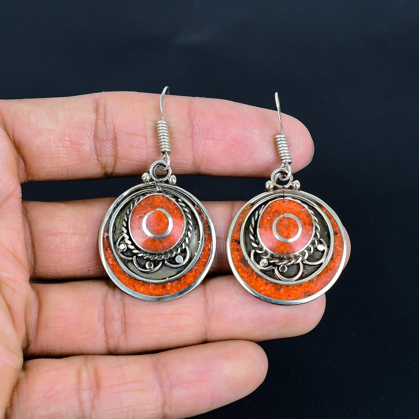 Red Coral Gemstone Earrings