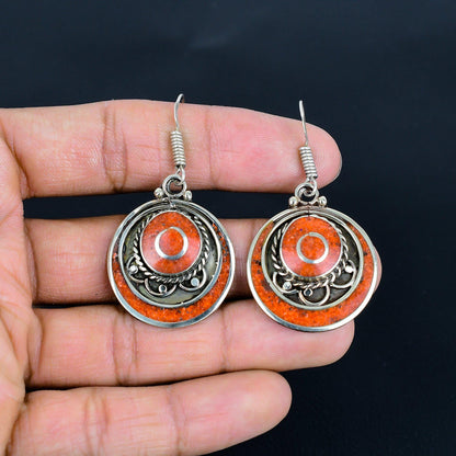 Red Coral Gemstone Earrings