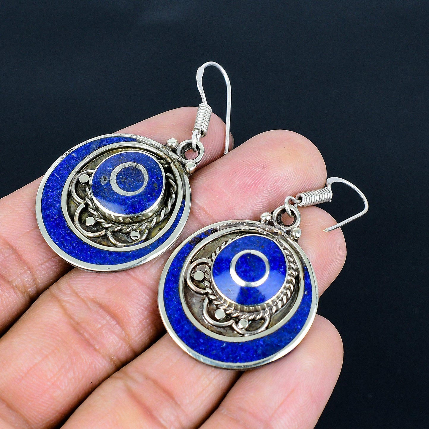 Blue Lapis Lazuli Gemstone Earrings