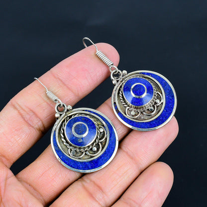 Blue Lapis Lazuli Gemstone Earrings