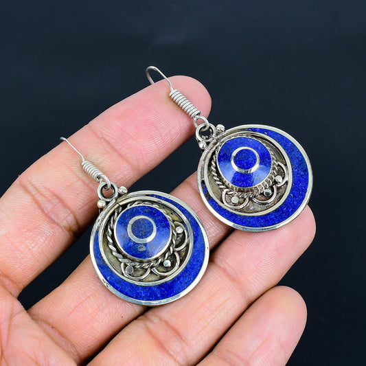Blue Lapis Lazuli Gemstone Earrings