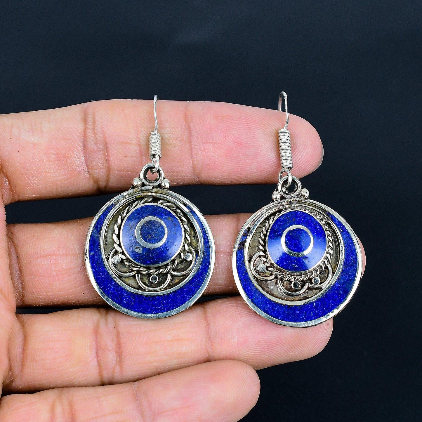 Blue Lapis Lazuli Gemstone Earrings