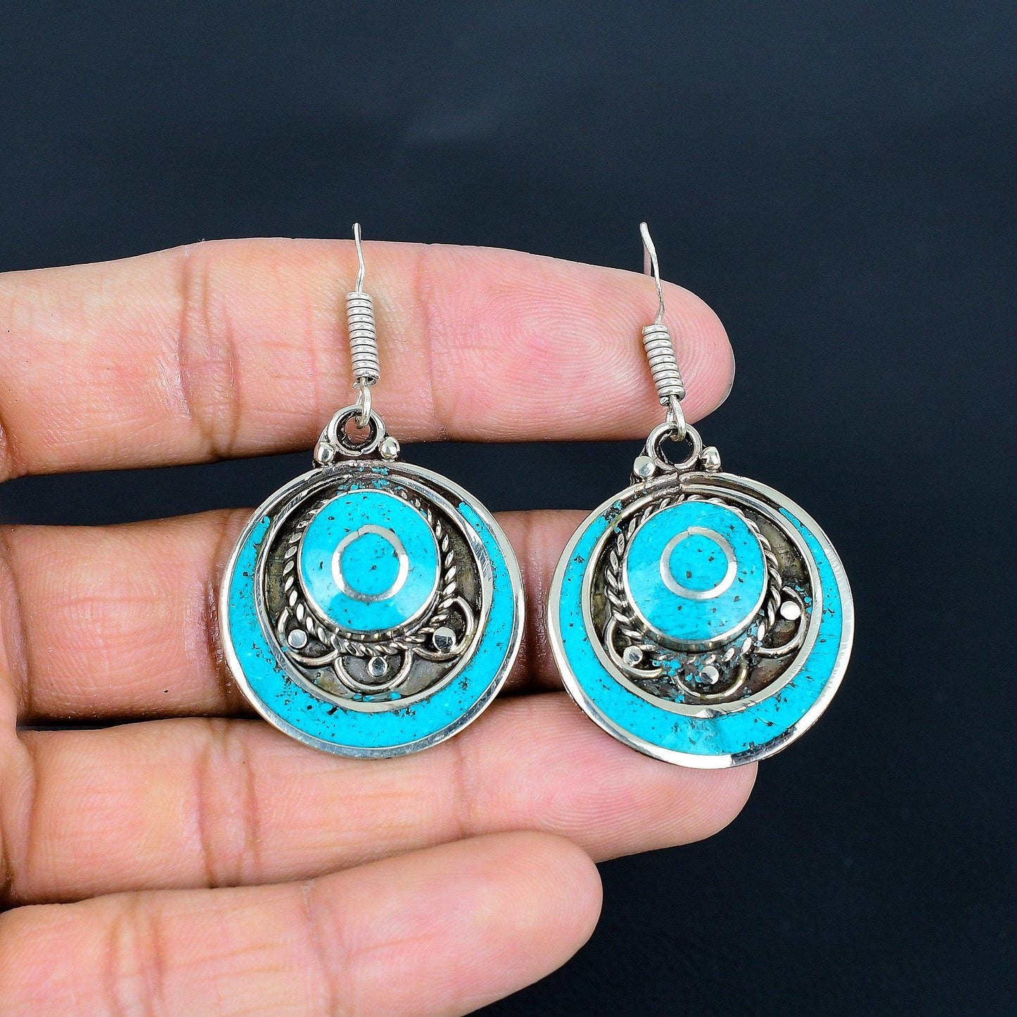 Turquoise Gemstone Sterling Silver Earrings