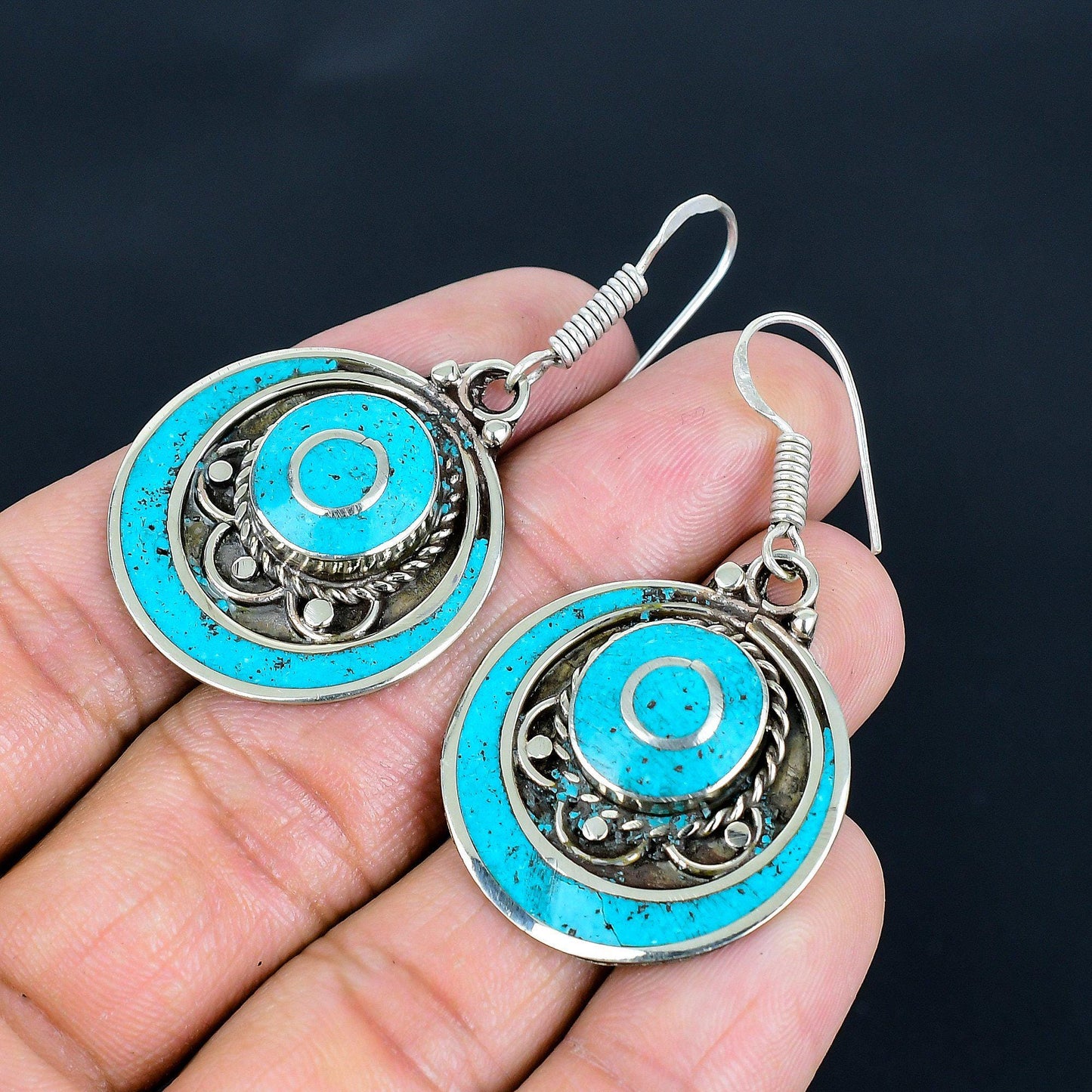 Turquoise Gemstone Sterling Silver Earrings