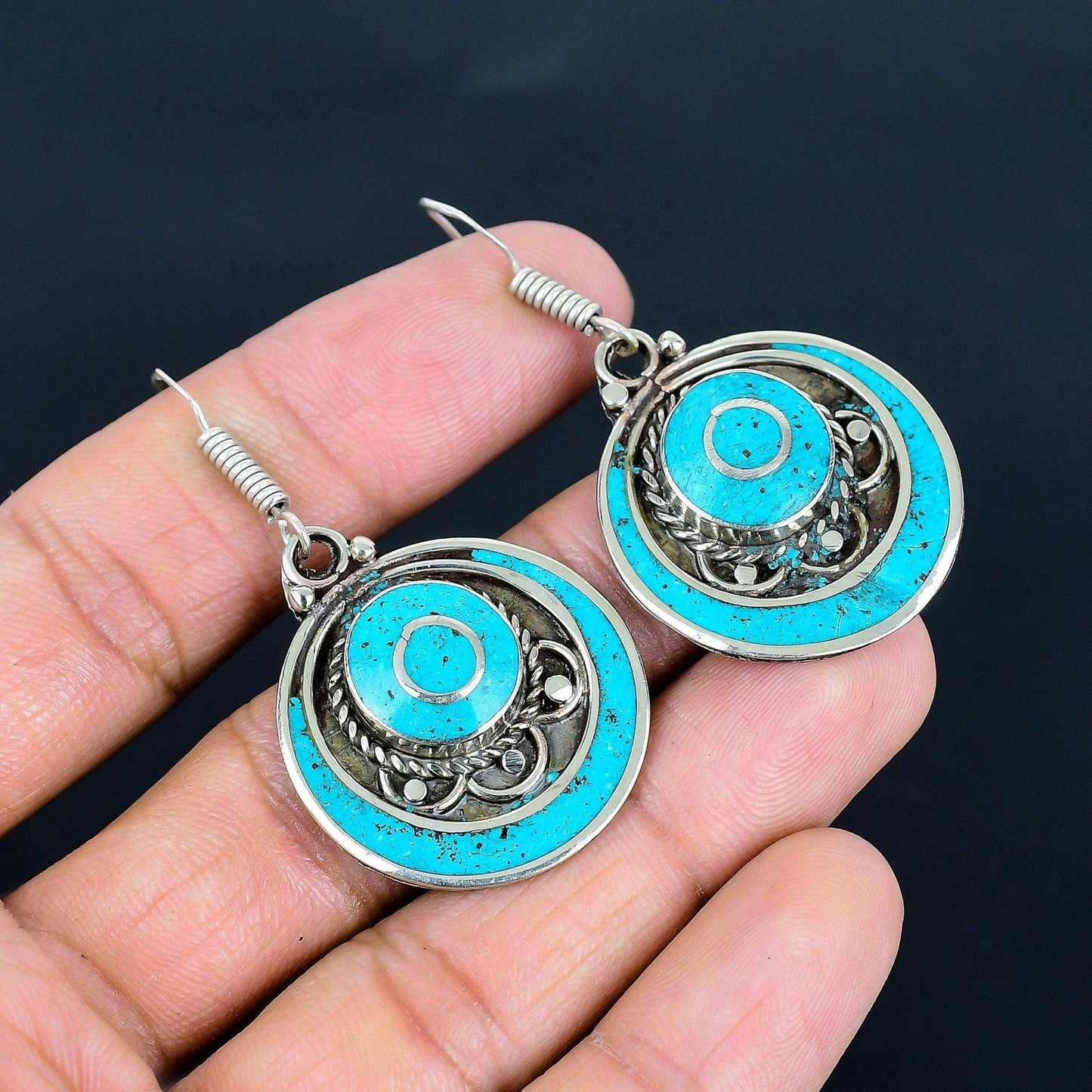 Turquoise Gemstone Sterling Silver Earrings