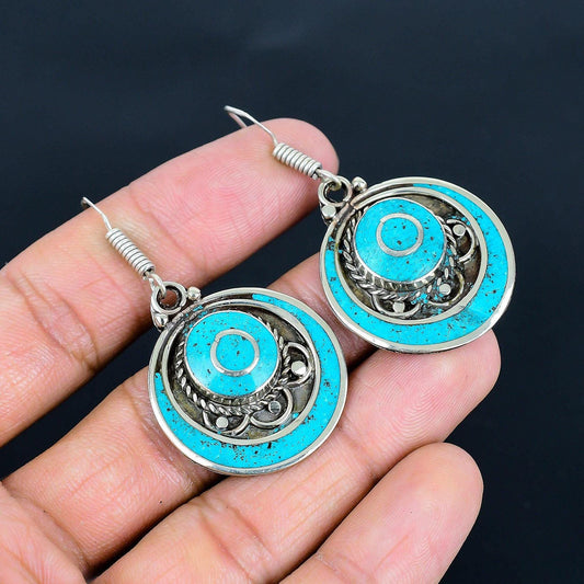 Turquoise Gemstone Sterling Silver Earrings