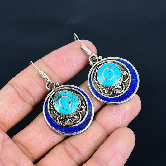 Turquoise & Lapis Lazuli Gemstone Earrings