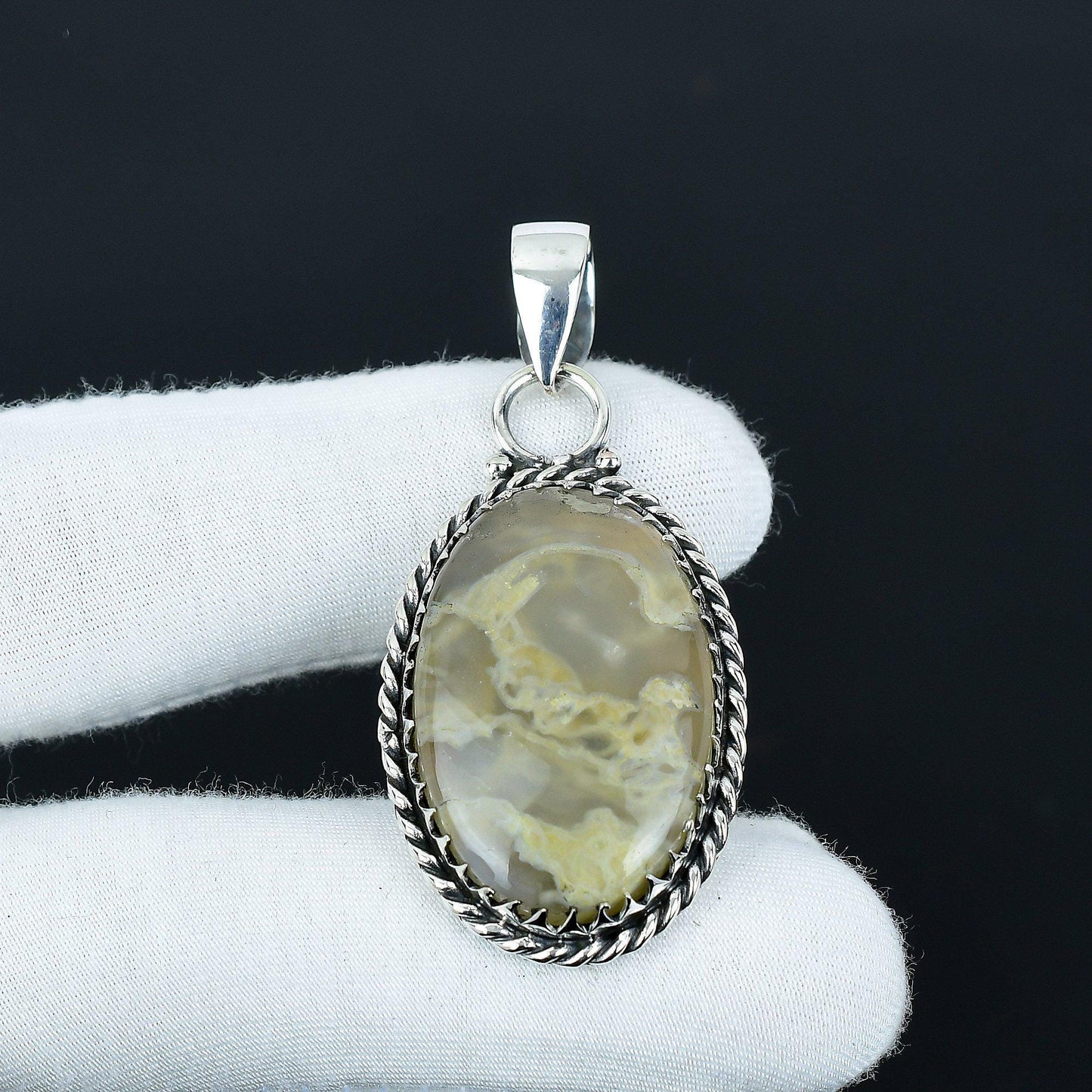 Green Moss Agate Gemstone Pendant