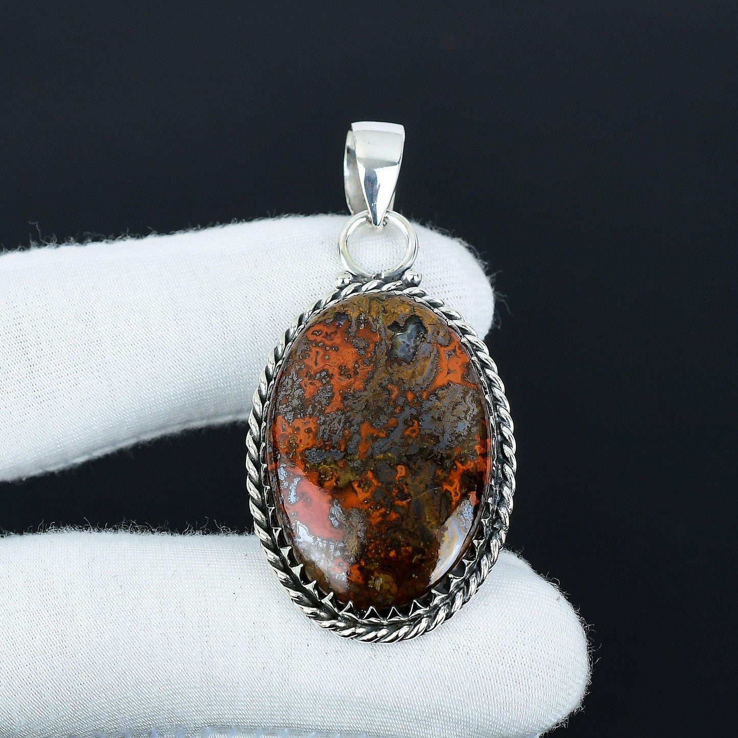 Brown Seam Agate Gemstone Pendant