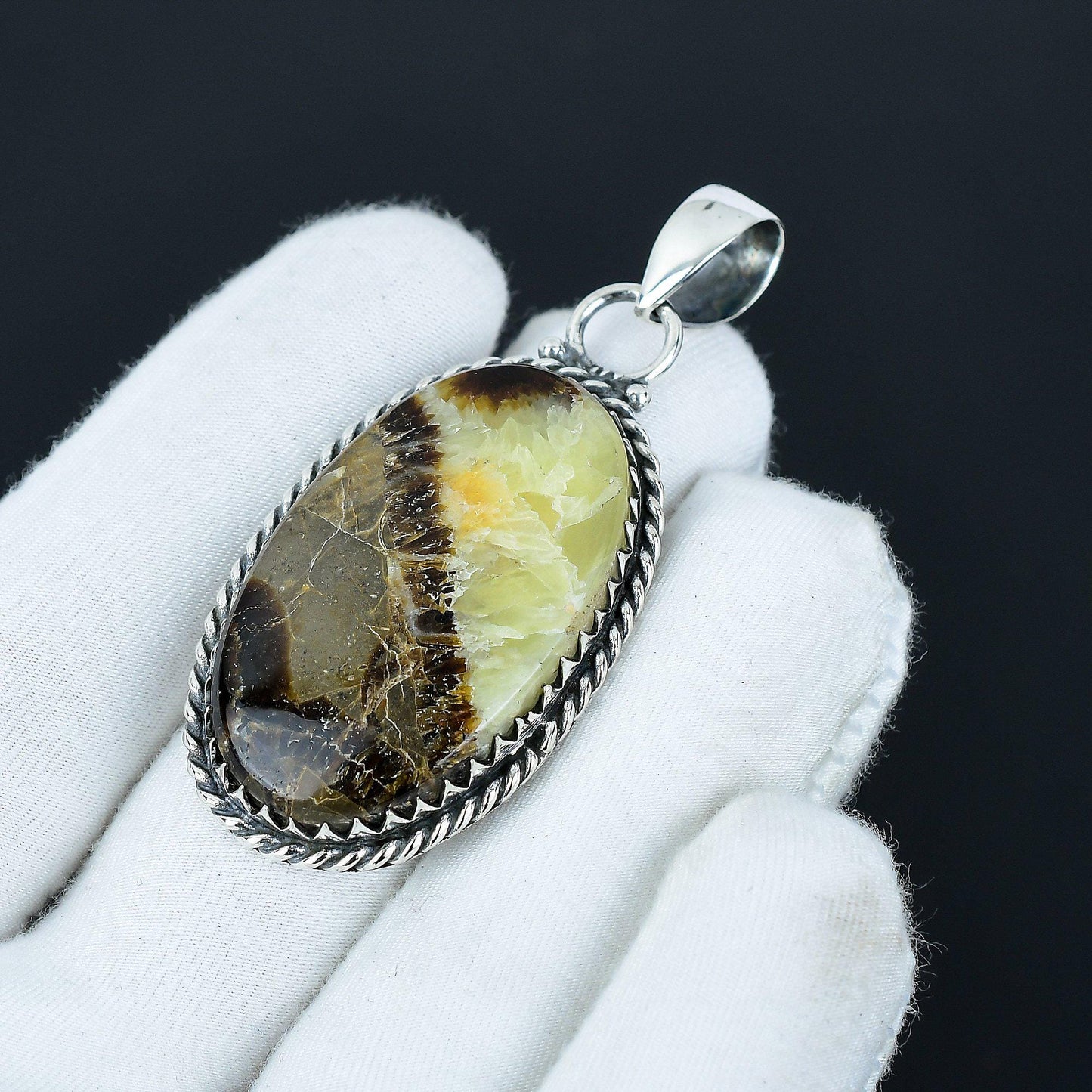 Yellow Septarian Gemstone Pendant