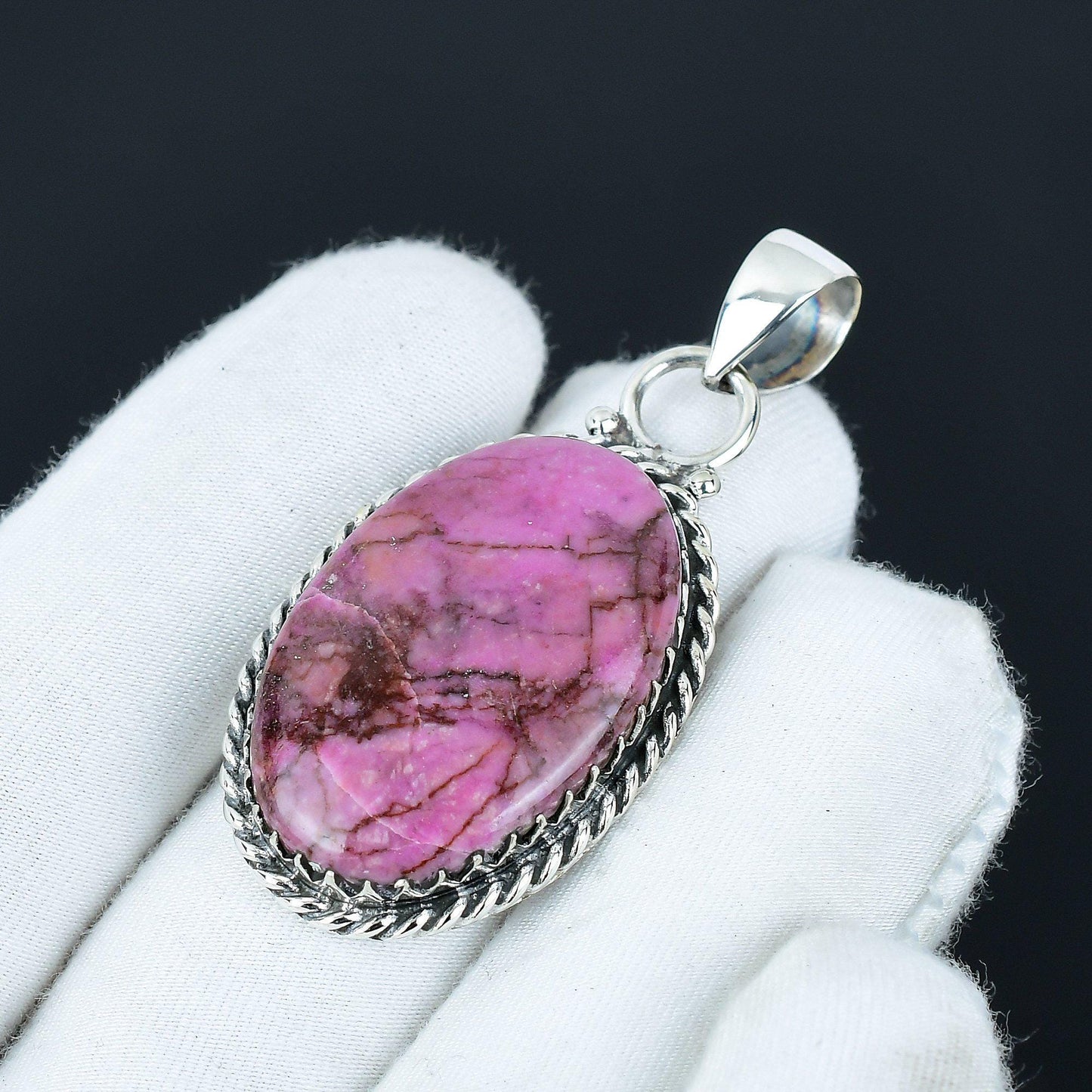 Pink Rhodonite Gemstone Pendant