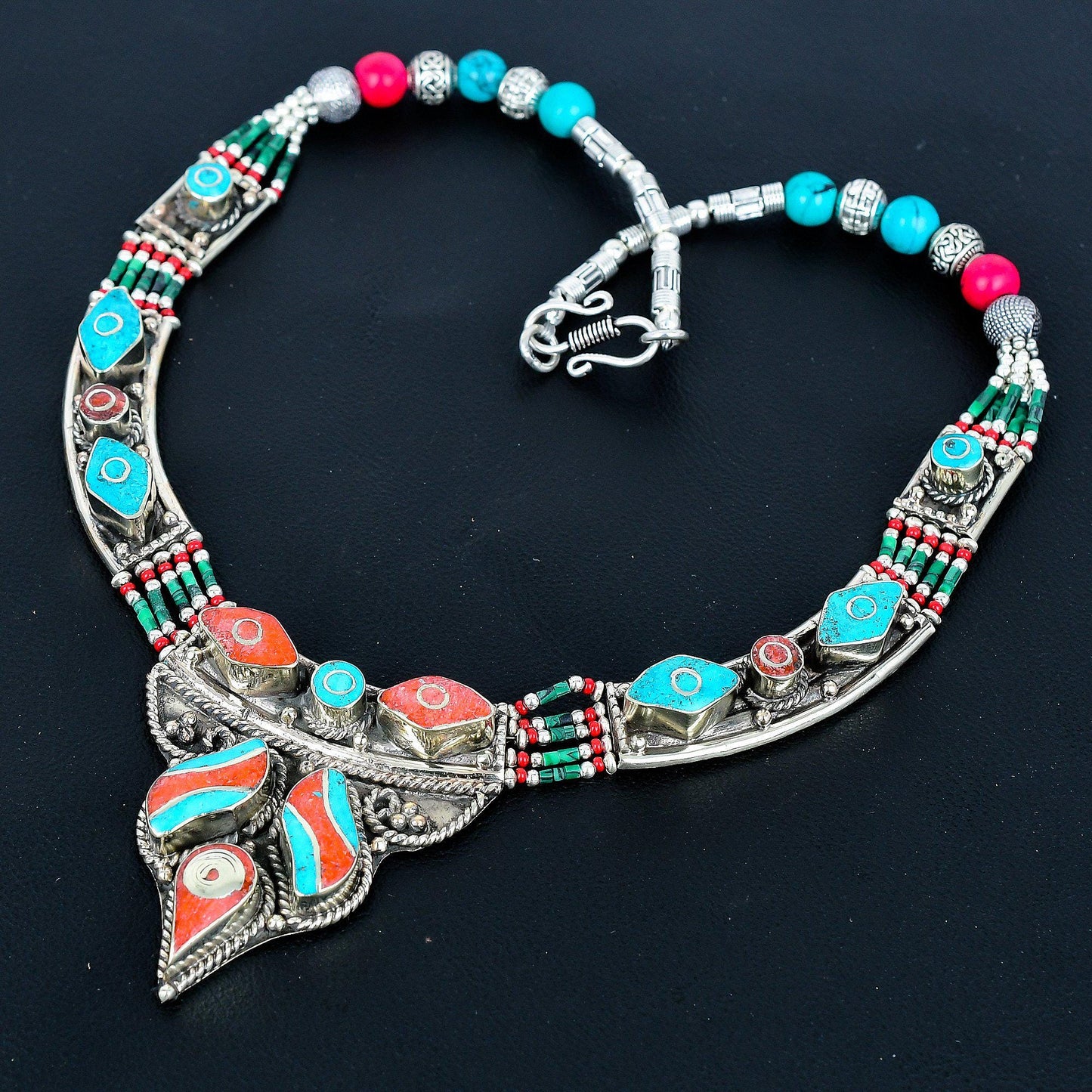 Turquoise Coral Lapis Gemstone Necklace