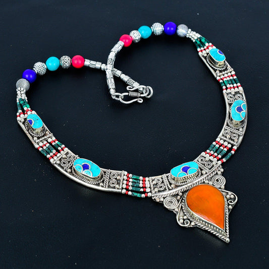 Turquoise Coral Lapis Lazuli Gemstone Necklace