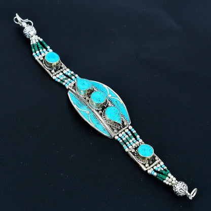 Turquoise Gemstone Sterling Silver Bracelet