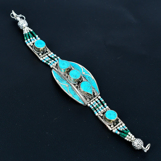 Turquoise Gemstone Sterling Silver Bracelet