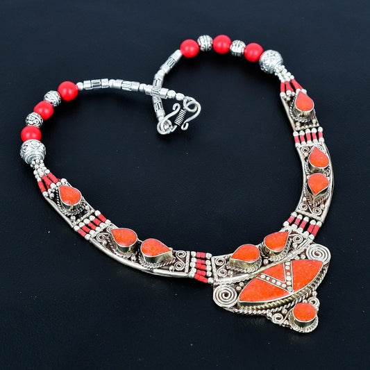 Red Coral Gemstone Necklace