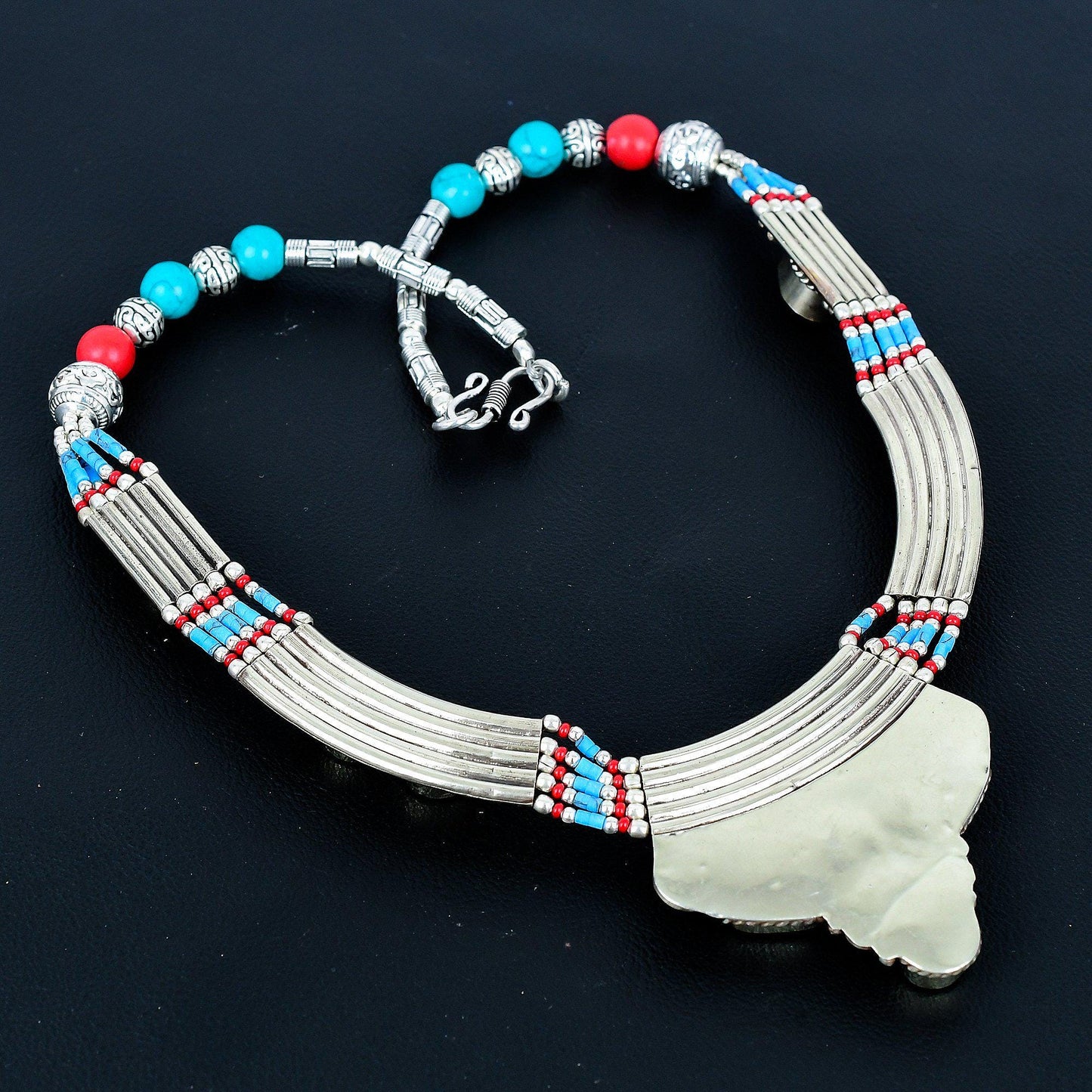 Red Coral Tibetan Silver Necklace