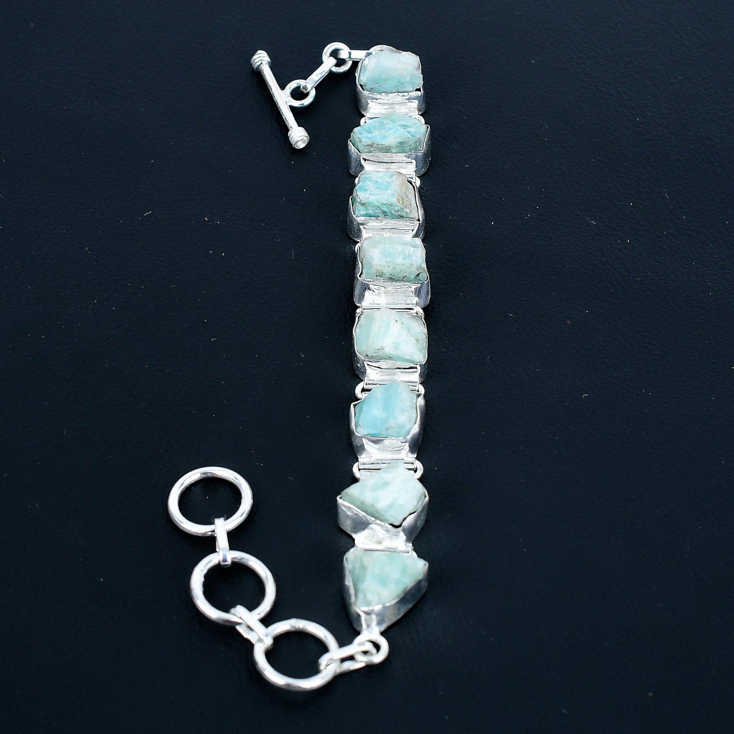 Green Amazonite Gemstone Sterling Silver Bracelet